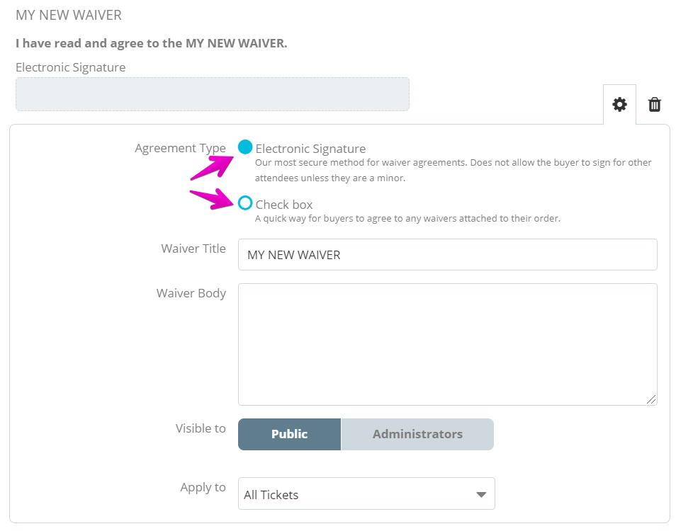 Waiver Agreement Types