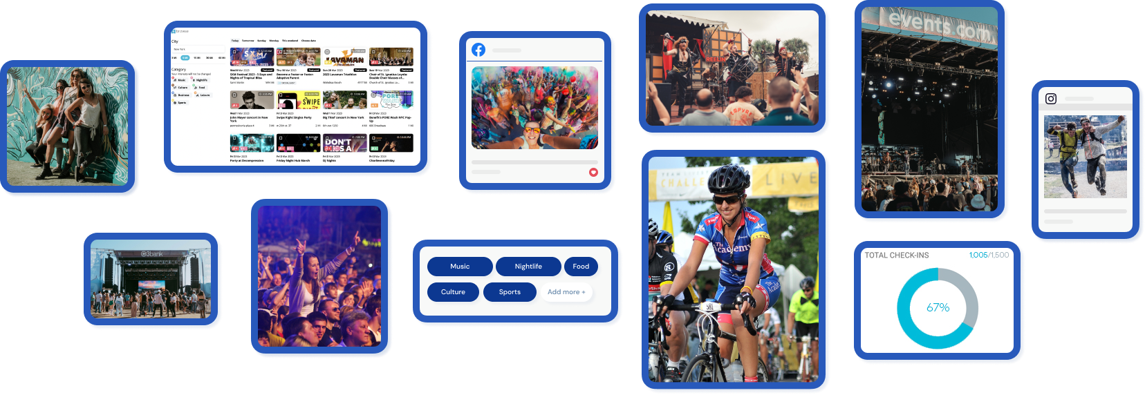 Collage of images showcasing events.com platform event management tools