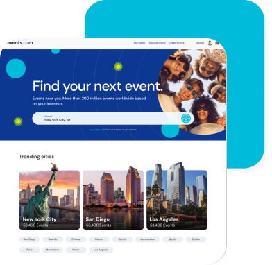 Screenshot of events.com events promotion