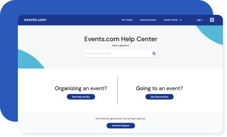 events.com help center screenshot