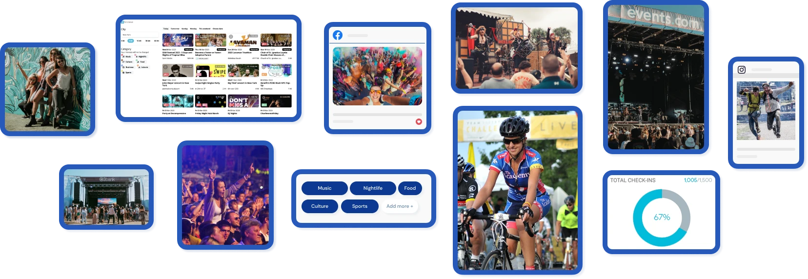 Collage of images showcasing events.com platform event management tools