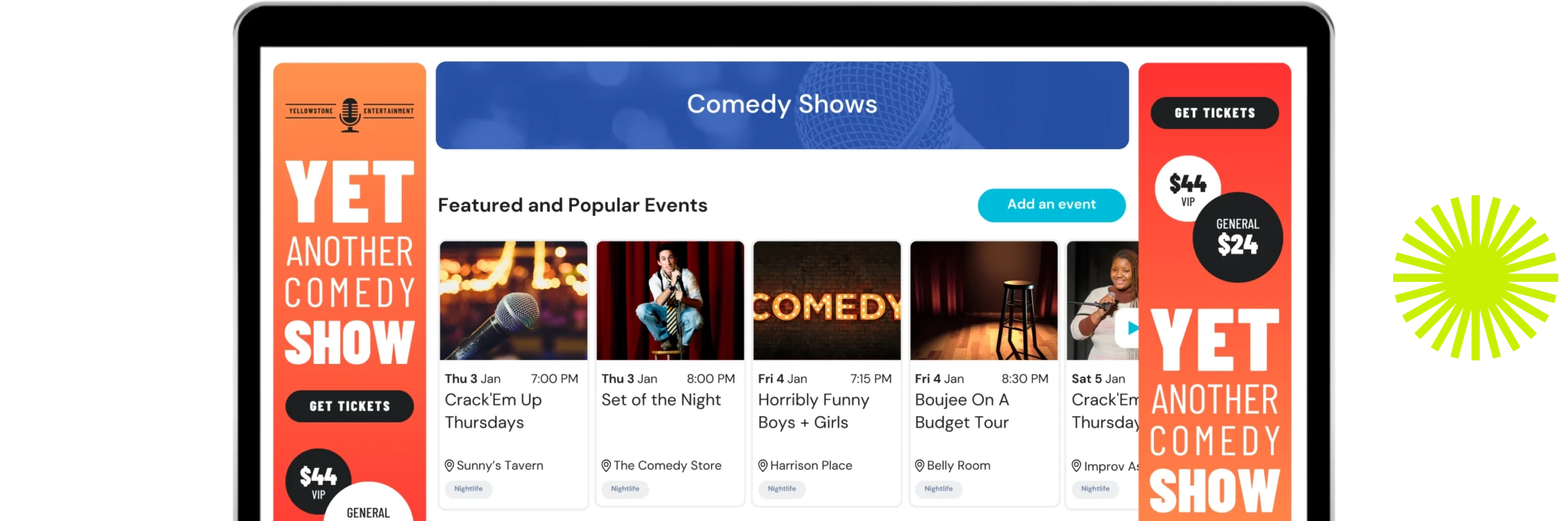 Events.com Comedy Shows Calendar