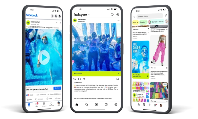 Various devices showing social media campaigns